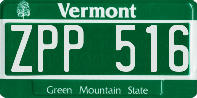 VT license plate ZPP516