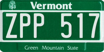 VT license plate ZPP517