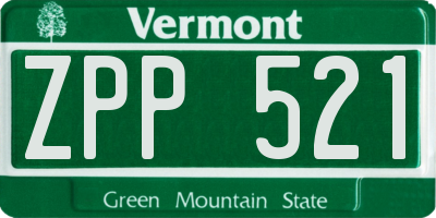 VT license plate ZPP521