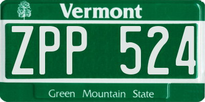 VT license plate ZPP524