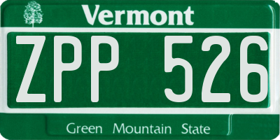 VT license plate ZPP526