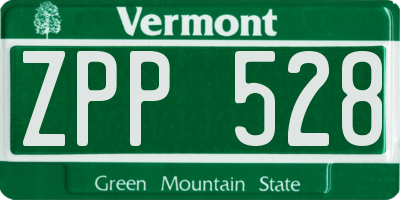 VT license plate ZPP528