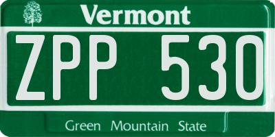 VT license plate ZPP530