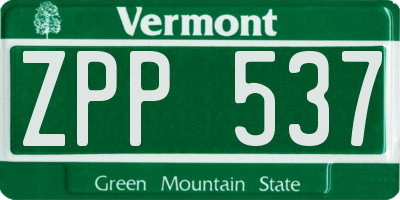 VT license plate ZPP537