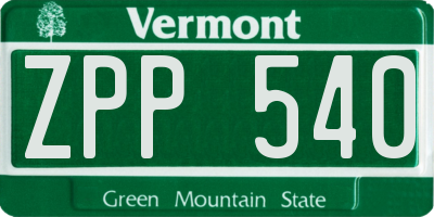 VT license plate ZPP540