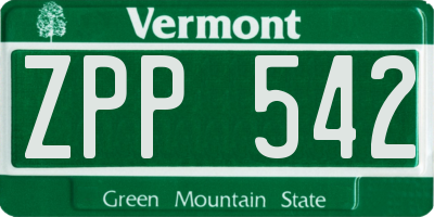 VT license plate ZPP542