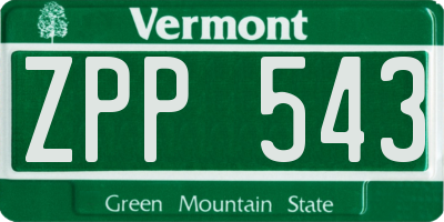 VT license plate ZPP543