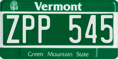 VT license plate ZPP545