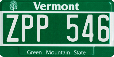 VT license plate ZPP546
