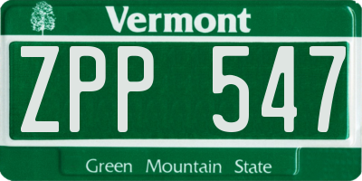 VT license plate ZPP547