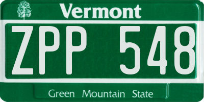 VT license plate ZPP548