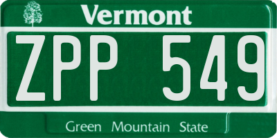 VT license plate ZPP549