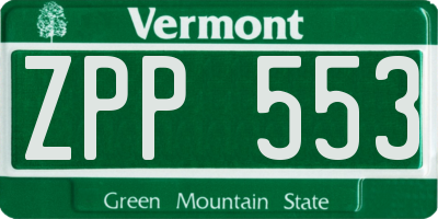 VT license plate ZPP553