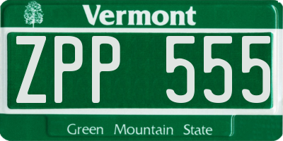 VT license plate ZPP555