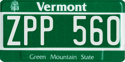 VT license plate ZPP560