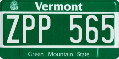VT license plate ZPP565