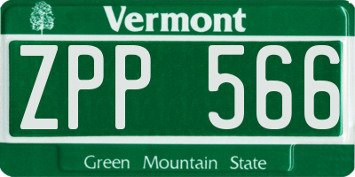 VT license plate ZPP566