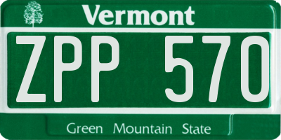 VT license plate ZPP570