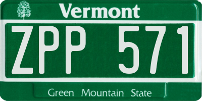 VT license plate ZPP571