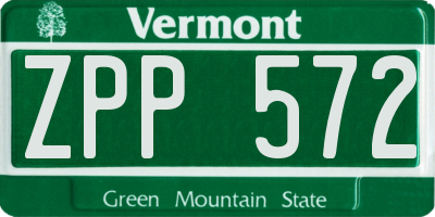VT license plate ZPP572