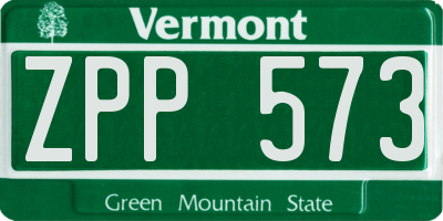 VT license plate ZPP573