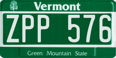 VT license plate ZPP576