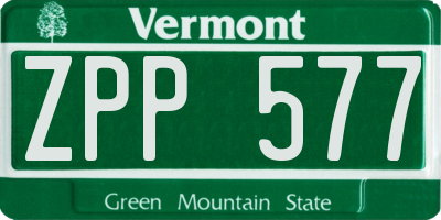 VT license plate ZPP577