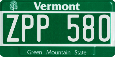 VT license plate ZPP580