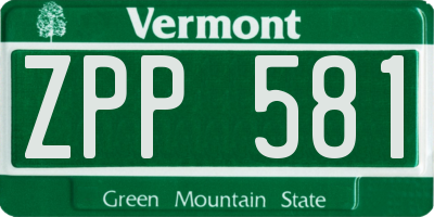 VT license plate ZPP581