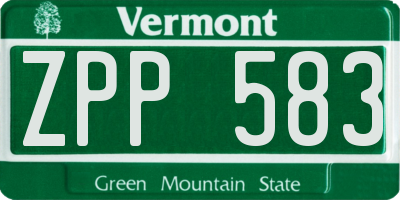VT license plate ZPP583