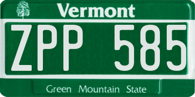VT license plate ZPP585