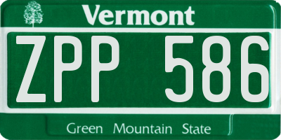 VT license plate ZPP586