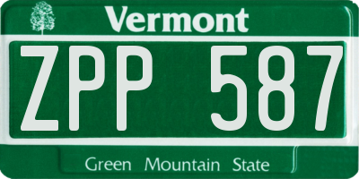 VT license plate ZPP587