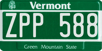 VT license plate ZPP588