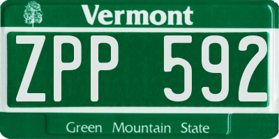 VT license plate ZPP592