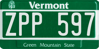 VT license plate ZPP597