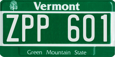 VT license plate ZPP601