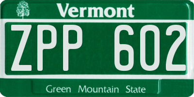 VT license plate ZPP602