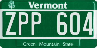 VT license plate ZPP604