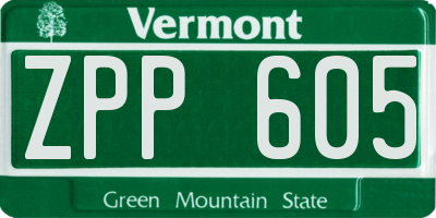 VT license plate ZPP605