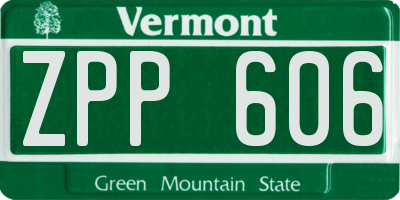 VT license plate ZPP606