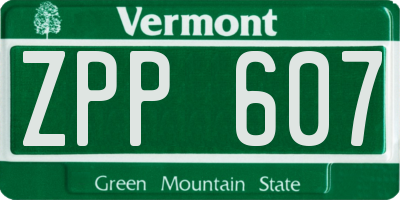VT license plate ZPP607