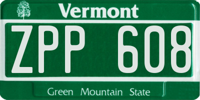 VT license plate ZPP608