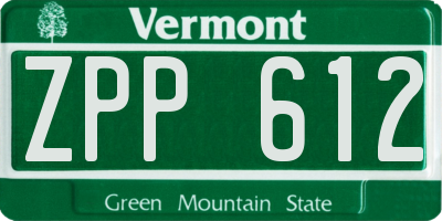 VT license plate ZPP612