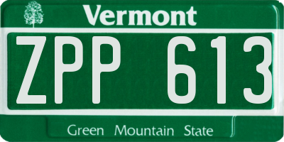 VT license plate ZPP613