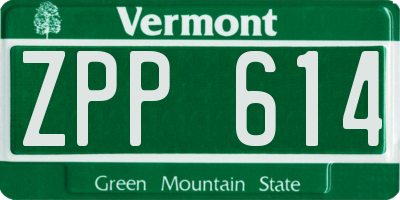 VT license plate ZPP614