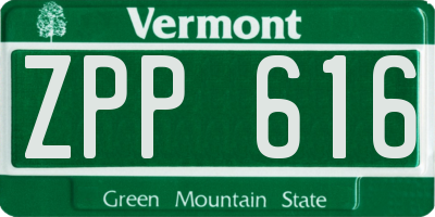 VT license plate ZPP616