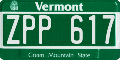 VT license plate ZPP617