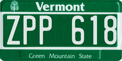 VT license plate ZPP618