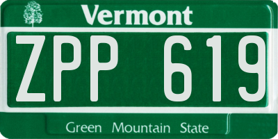 VT license plate ZPP619